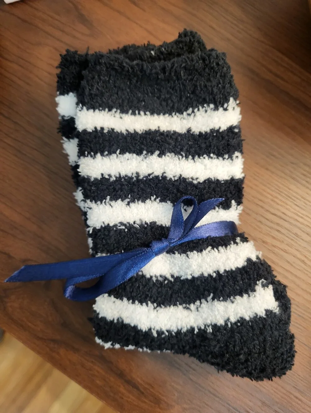 Black And White Striped Cozy Socks